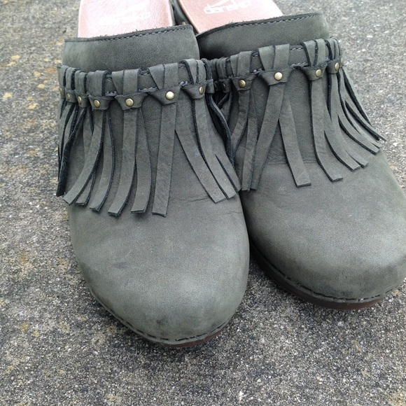 Dansko Deni Fringe Hunter Green Nubuck Clogs 40 - Picture 4 of 10